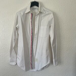 Thom Browne White Shirt with Tricolor Stripe XS